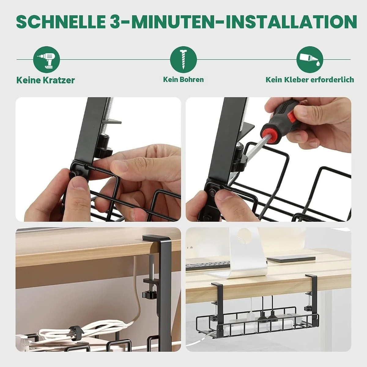 Goulotte métal 40 cm à pince – Noir