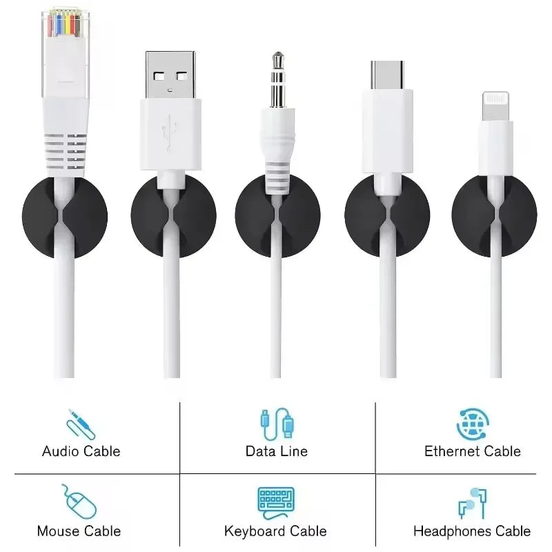 Clips adhésifs guide-câbles pour bureau