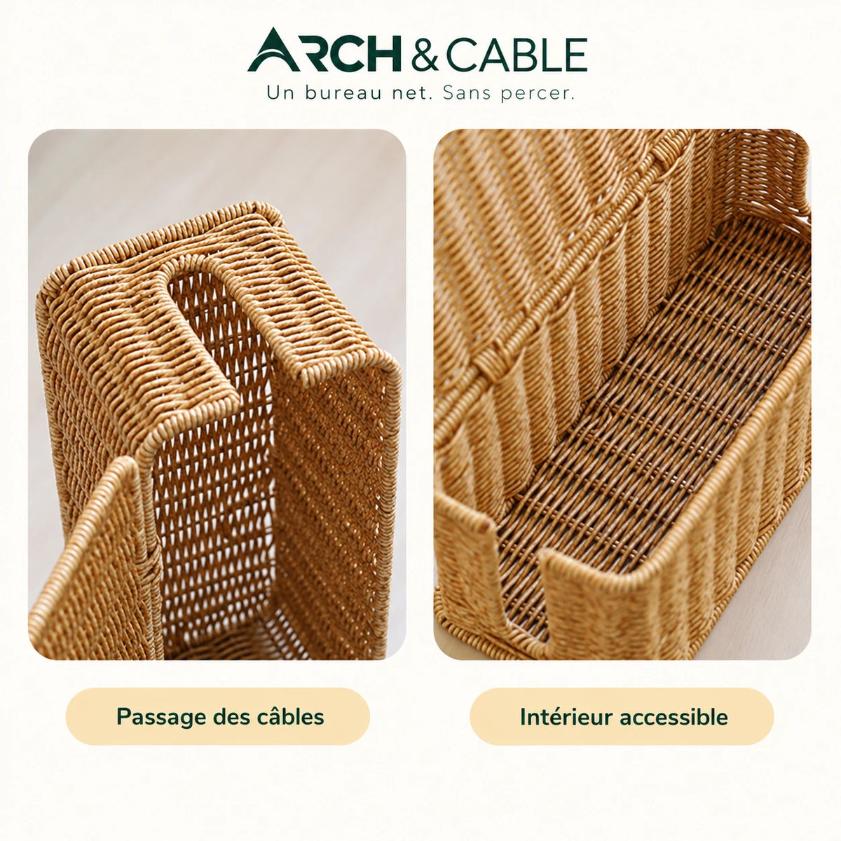 Arch & Cable — Boîte cache-câbles tressée pour multiprise