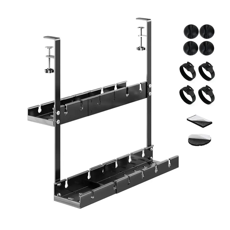 Panier sous bureau extensible 2 niveaux – Sans perçage