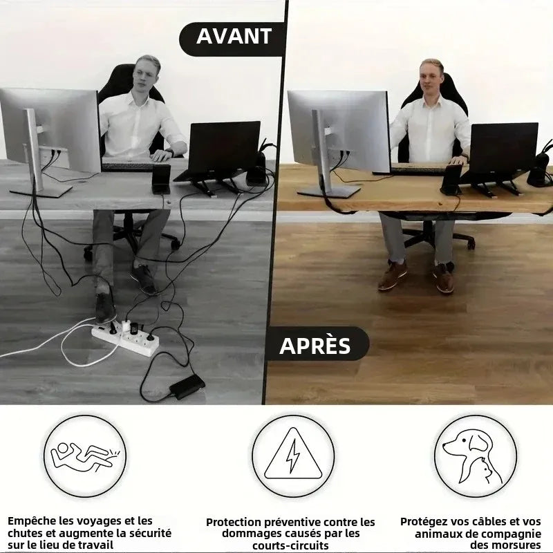 Filet range-câbles sous bureau – 8 passages