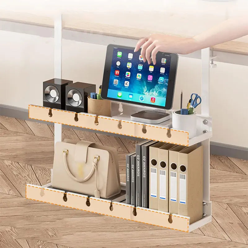 Panier sous bureau extensible 2 niveaux – Sans perçage
