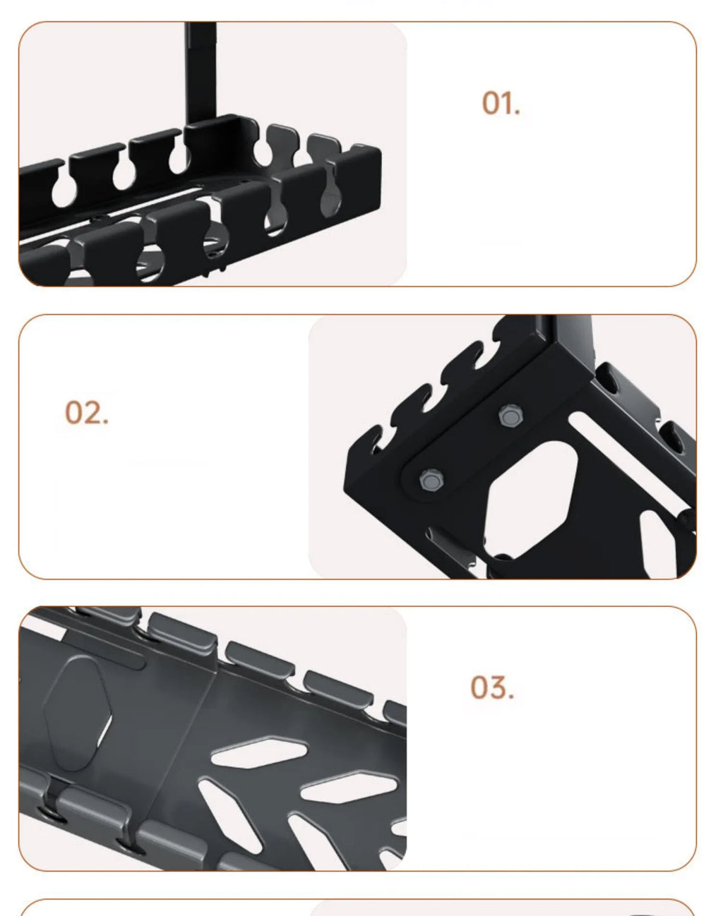Goulotte extensible sous bureau à pince – Métal