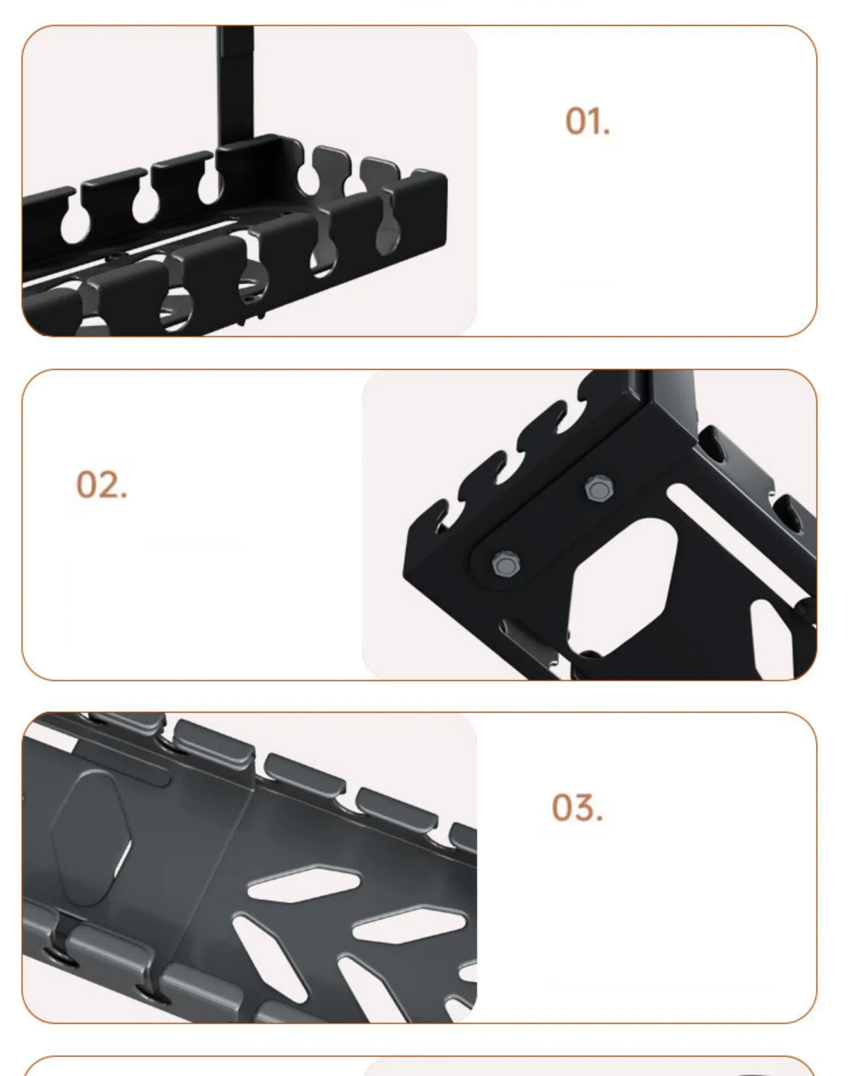Goulotte extensible sous bureau à pince – Métal