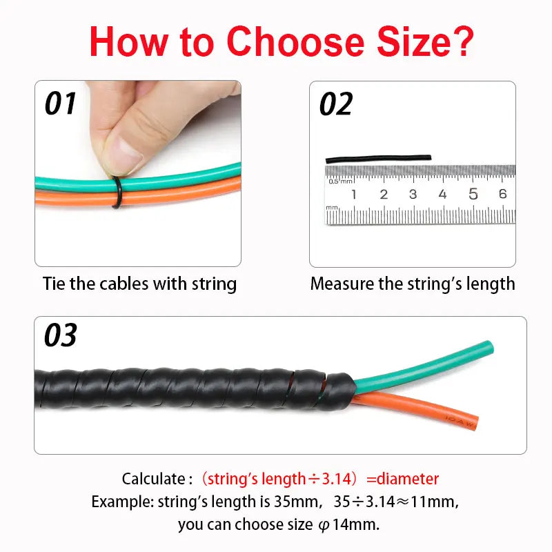 Gaine spirale flexible 8–14 mm – 1 à 10 m