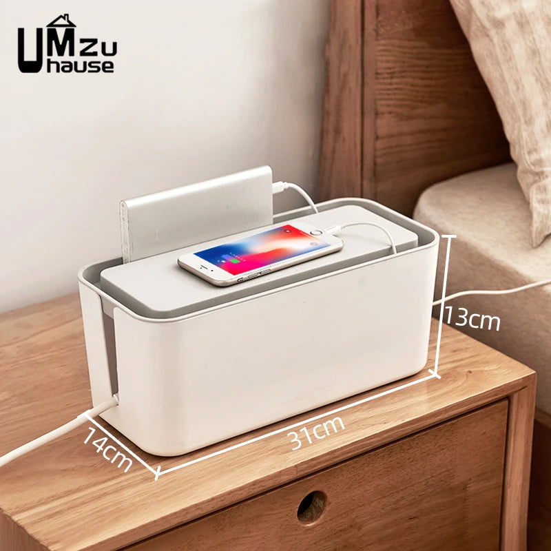 Boîte cache-multiprise avec support téléphone