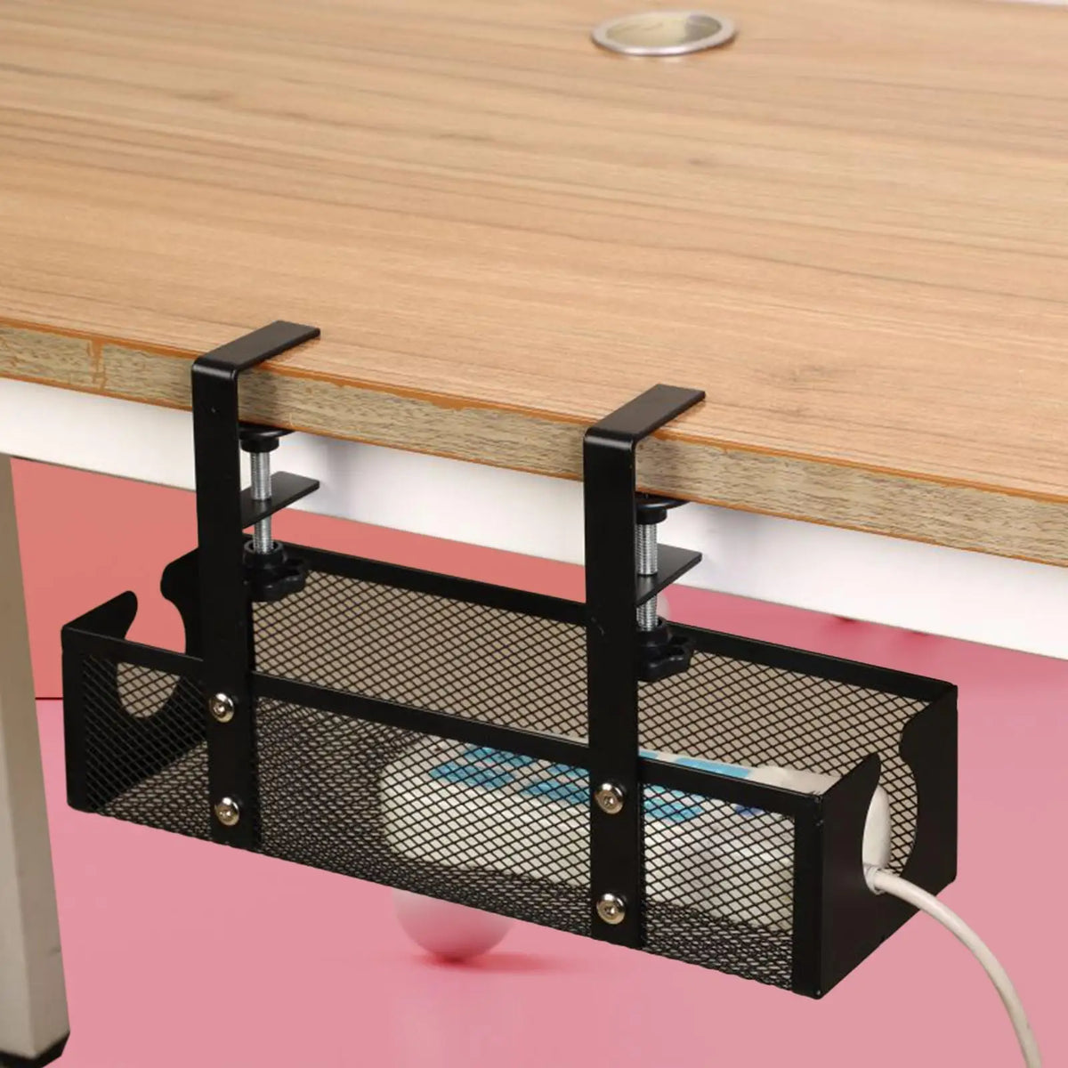Panier grillagé sous bureau à pince – Grande capacité