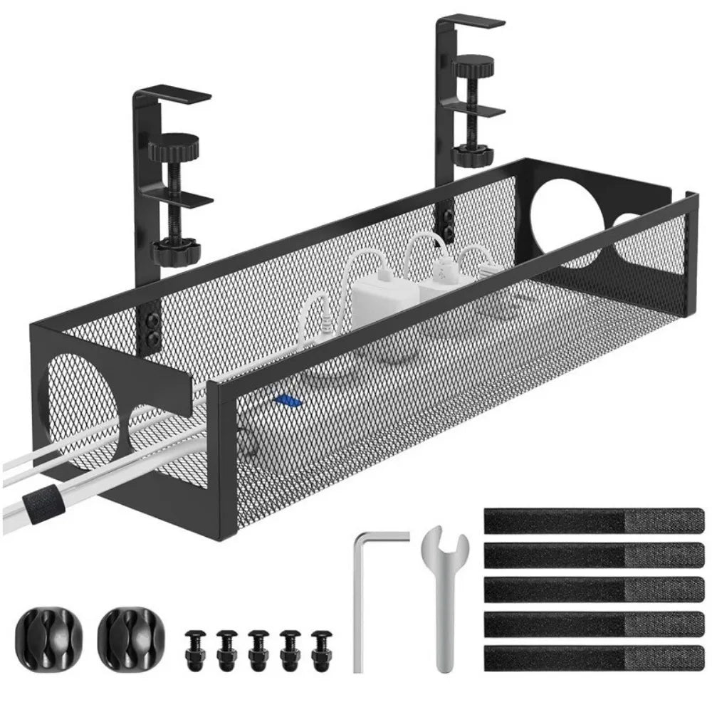 Panier à câbles sous bureau à pince – Acier carbone
