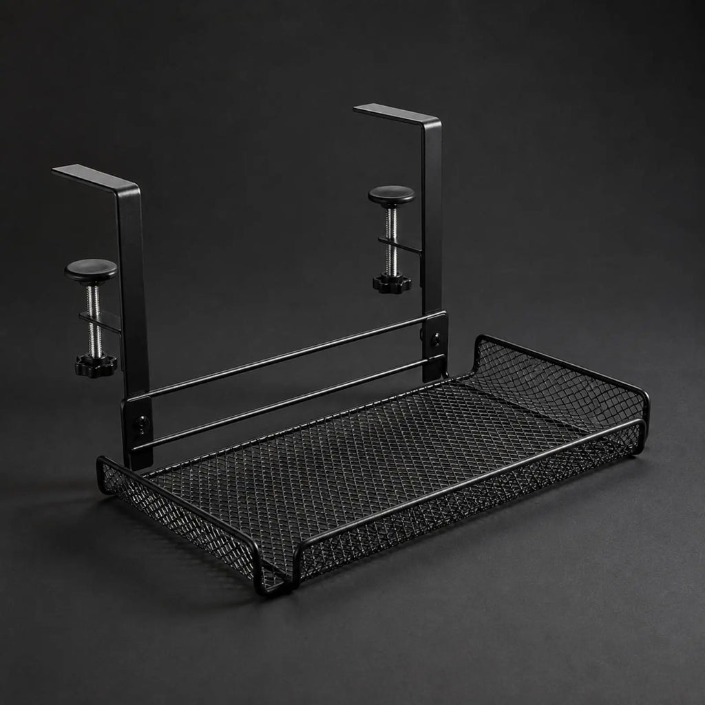 Étagère grillagée sous bureau à pince – Acier carbone