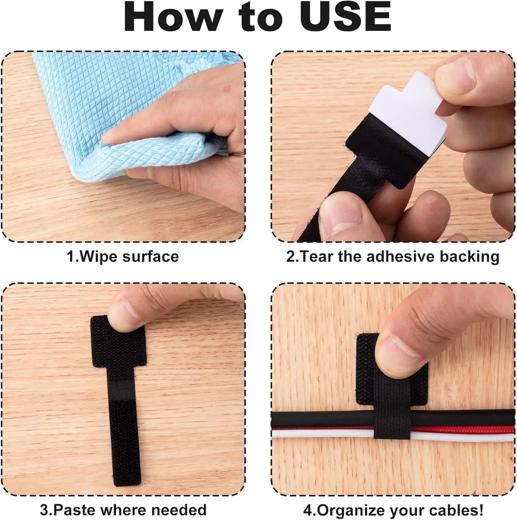 Attaches câbles réutilisables auto-adhésives