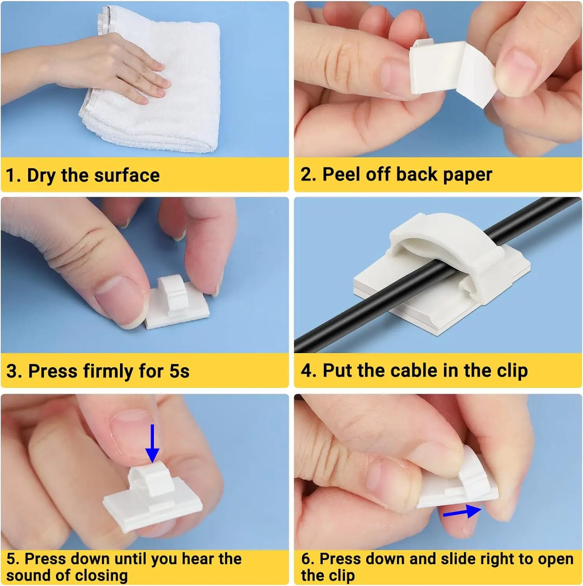 Clips range-câbles de bureau – Pack de 30