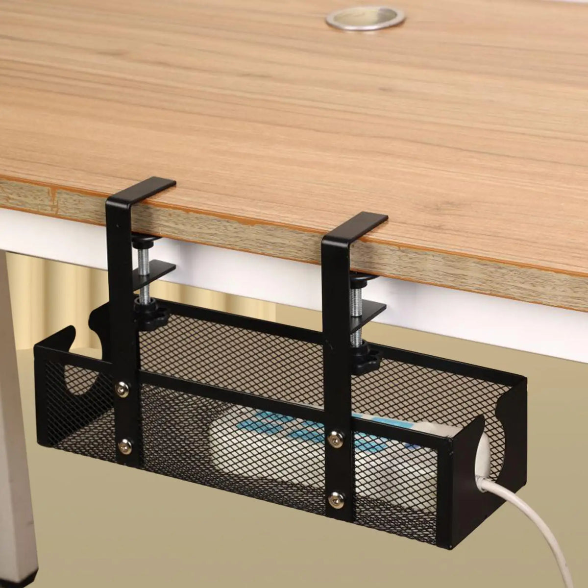 Panier grillagé sous bureau à pince – Grande capacité