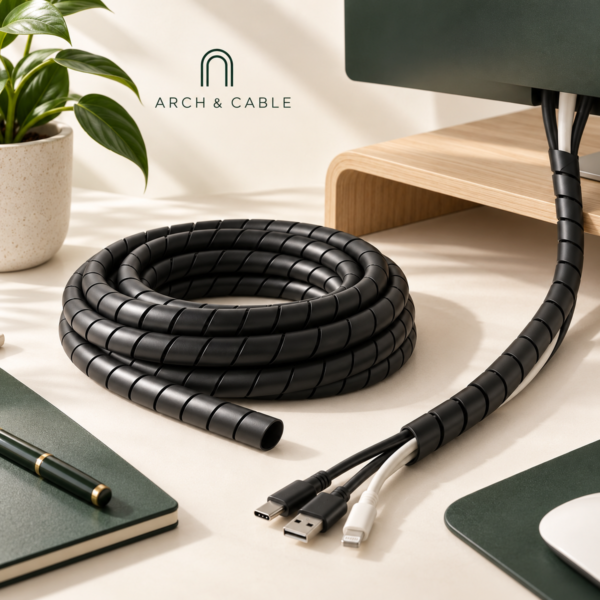 ARCH & CABLE — Gaine spirale PP, rangement des câbles sur bureau