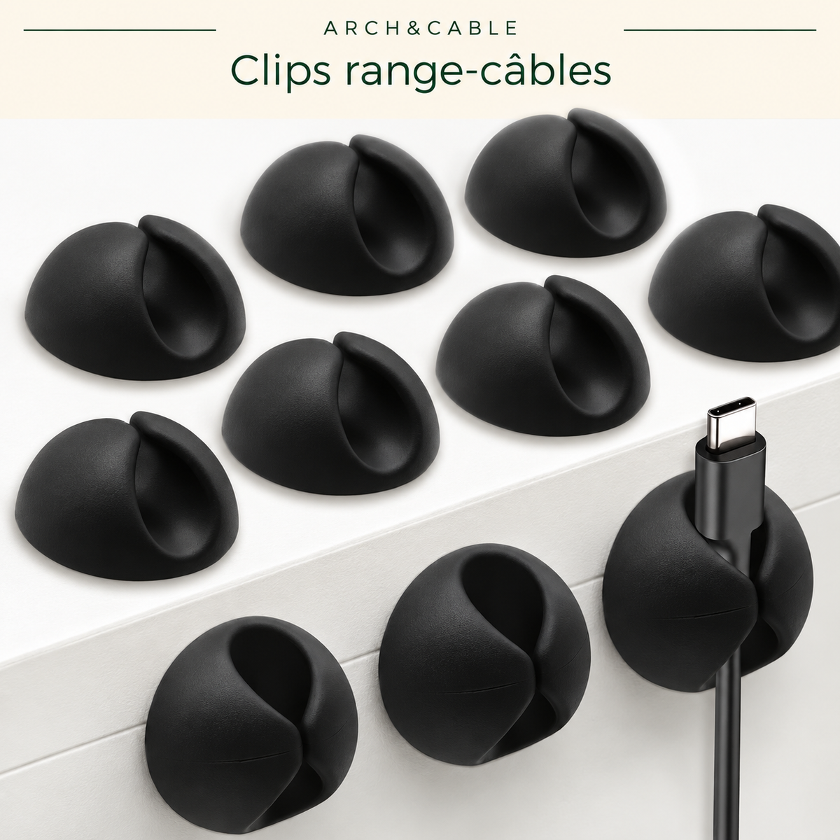 ARCH&CABLE — Clips ronds adhésifs, détail et utilisation