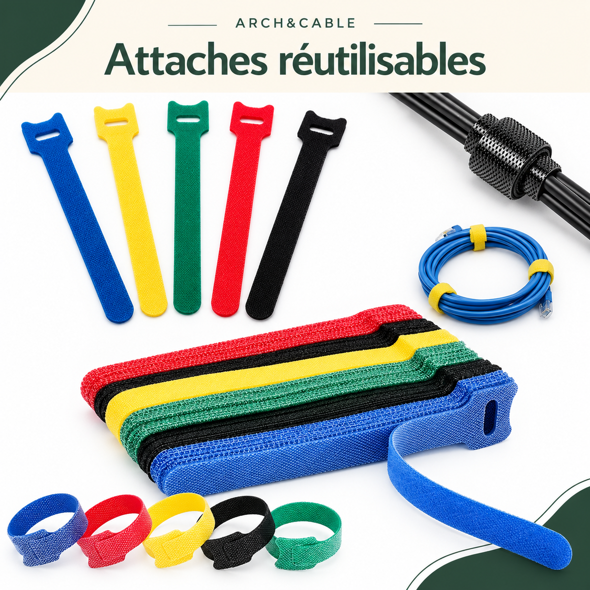 ARCH&CABLE — Attaches auto-agrippantes réutilisables