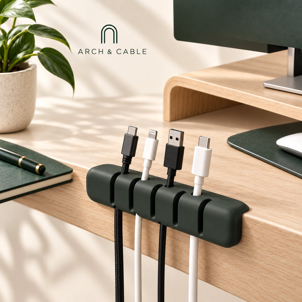 ARCH & CABLE — Visuel principal du produit : Organiseur de câbles en silicone adhésif