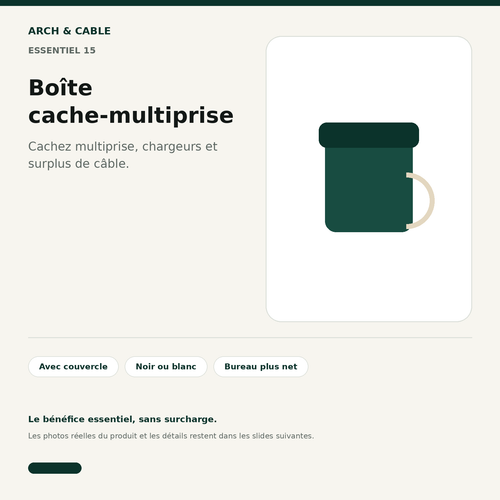 Boîte cache-multiprise avec couvercle Arch & Cable