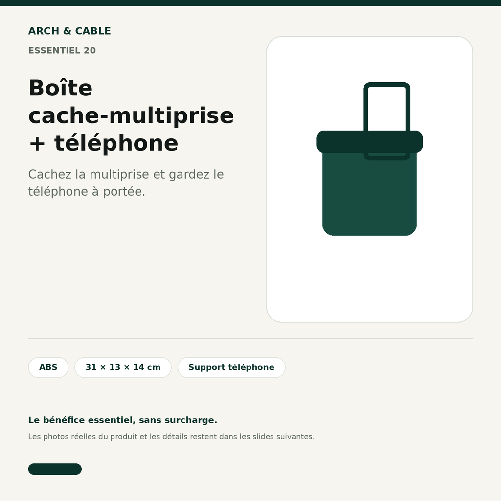 Boîte cache-multiprise avec support téléphone Arch & Cable