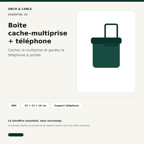 Boîte cache-multiprise avec support téléphone Arch & Cable