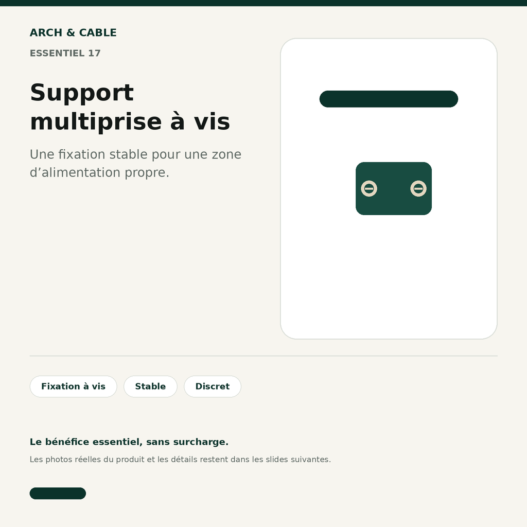 Support mural à vis pour multiprise Arch & Cable