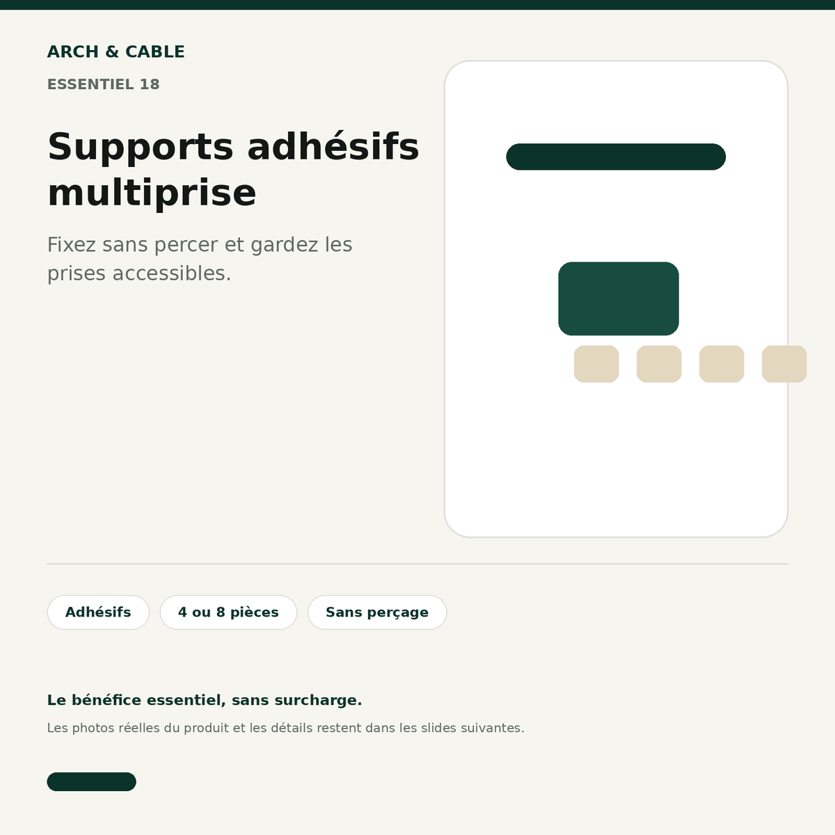 Supports adhésifs pour multiprise Arch & Cable