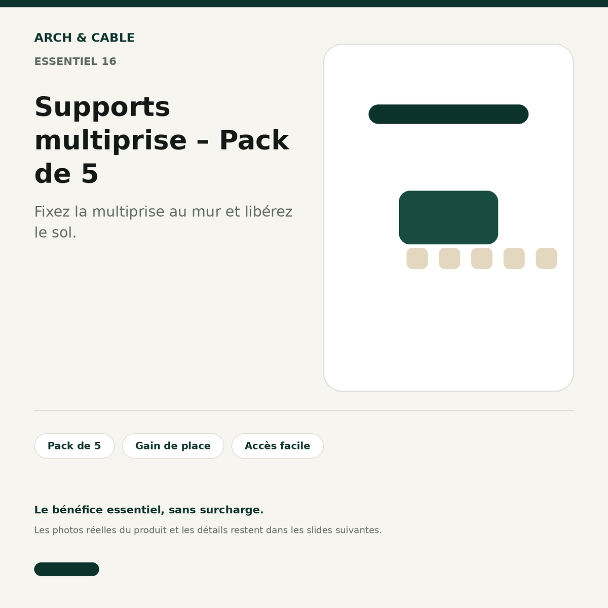 Supports muraux pour multiprise Arch & Cable
